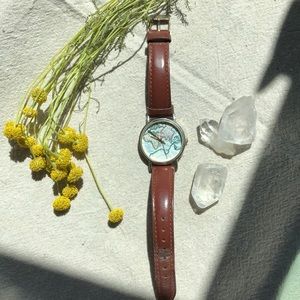 🌍 World Map Gold Watch and Vegan Leather Band 🌎